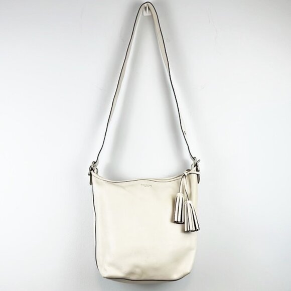 Coach Legacy Leather Duffle Tassel Shoulder Crossbody Bag Cream 19889 - Picture 1 of 16